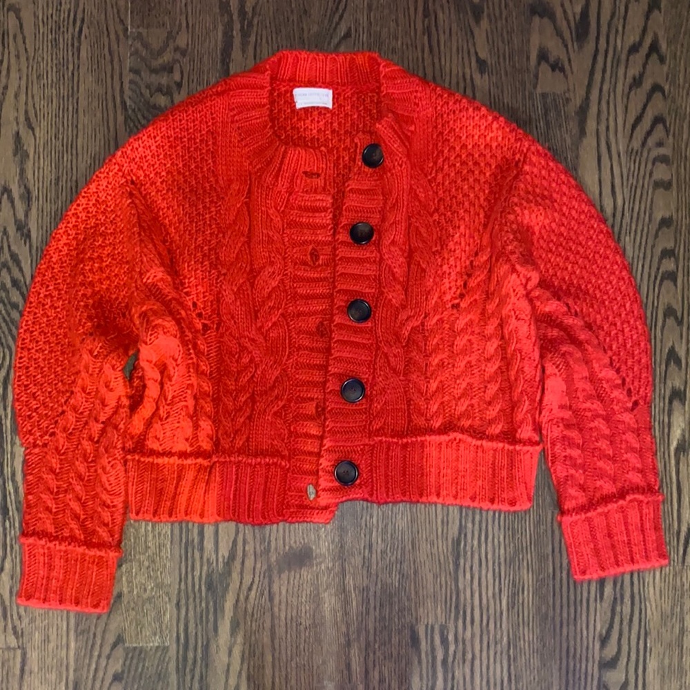 Bright Red Oversized Cardigan From Urban Outfitters
